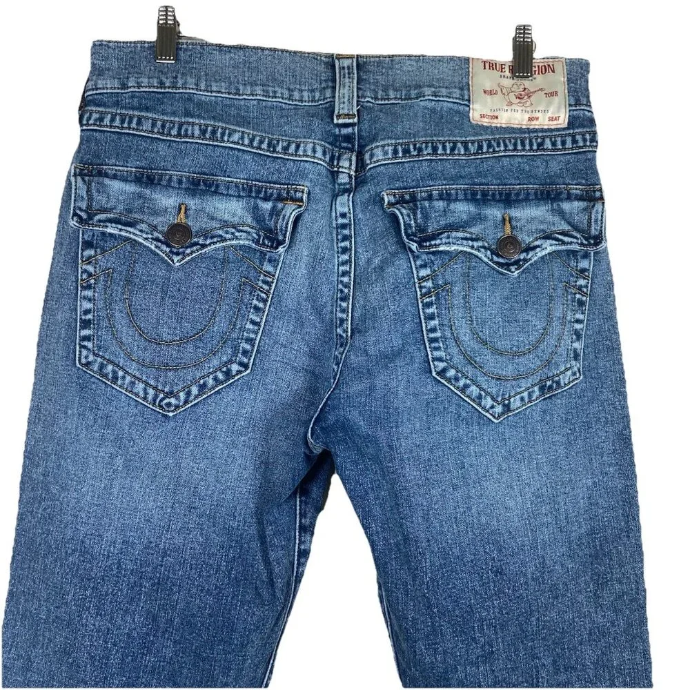 True Religion Ricky SN Flap Relaxed Straight Jeans ($159) Medium Wash 34 X 34